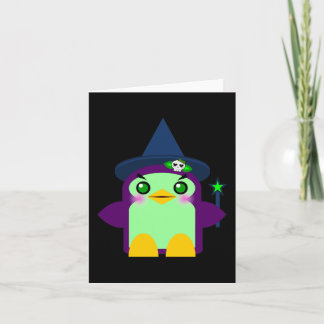 Kawaii Penguin Witch Card