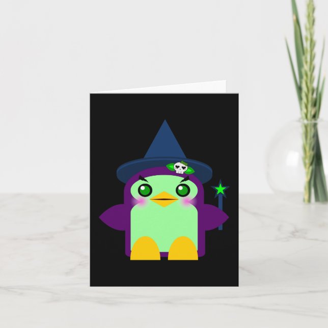 Kawaii Penguin Witch Card (Front)