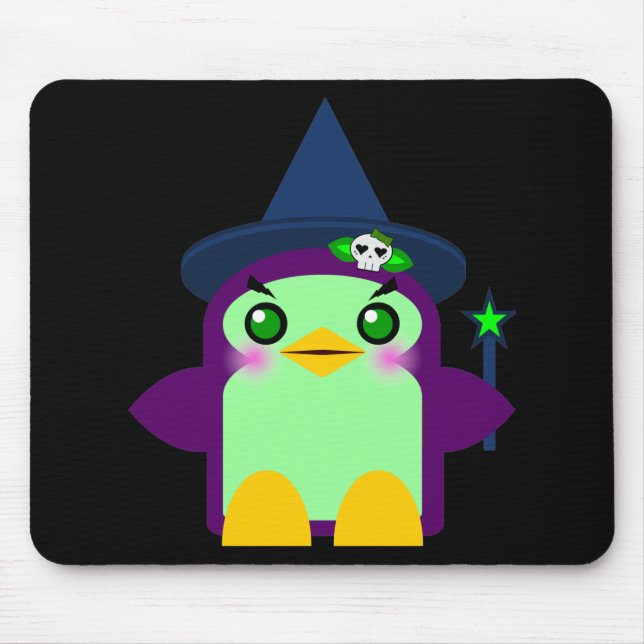 Kawaii Penguin Witch Mouse Pad (Front)