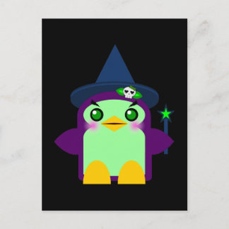 Kawaii Penguin Witch Postcard