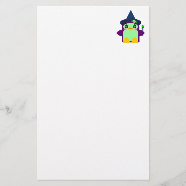 Kawaii Penguin Witch Stationery (Front)