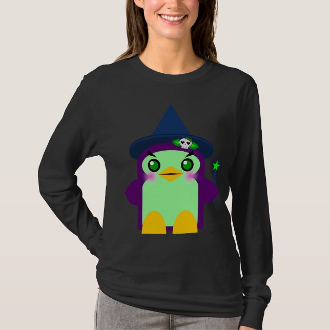 Kawaii Penguin Witch T-Shirt (Front)