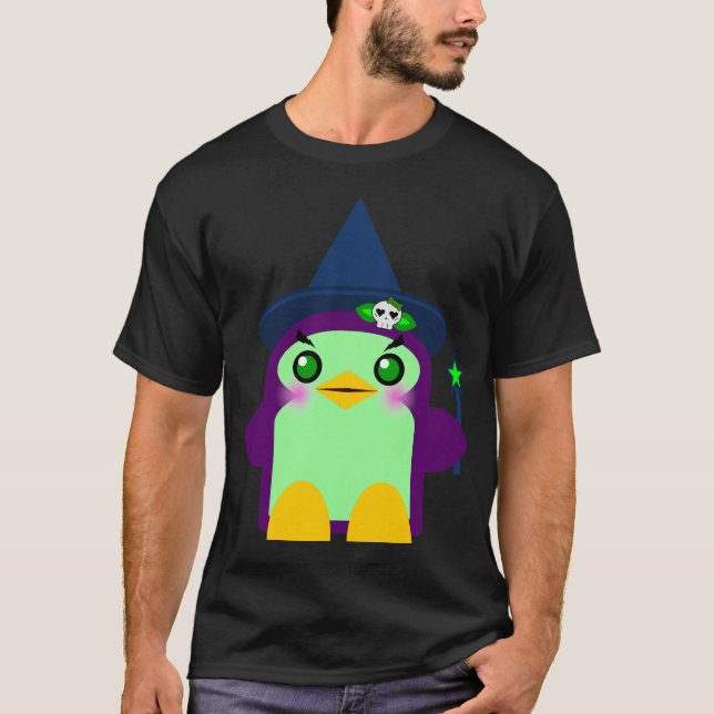 Kawaii Penguin Witch T-Shirt (Front)