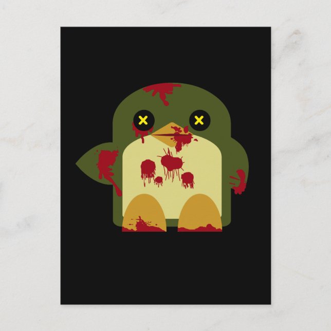 Kawaii Penguin Zombie Gruesome Horror Postcard (Front)