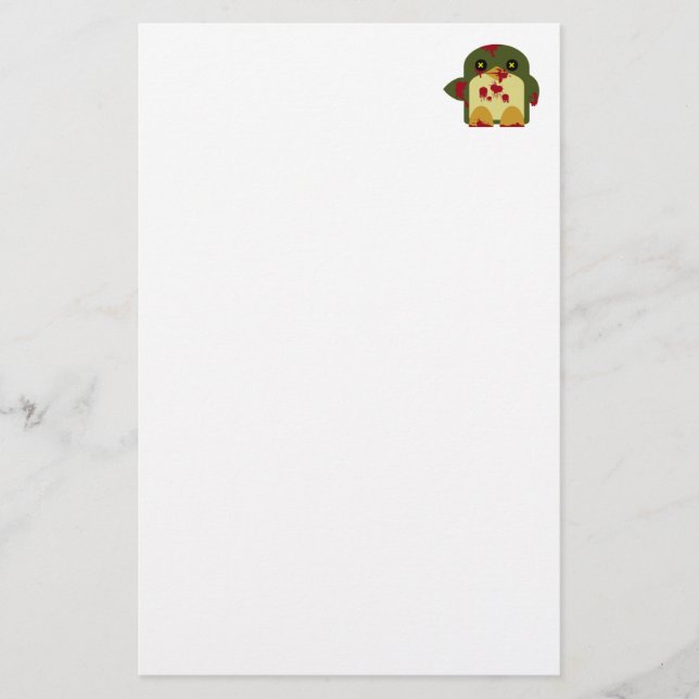 Kawaii Penguin Zombie Gruesome Horror Stationery (Front)