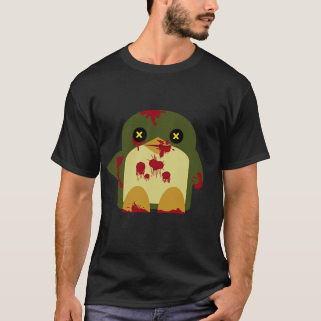 Kawaii Penguin Zombie Gruesome Horror T-Shirt (Front)