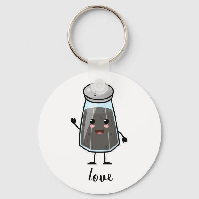 Kawaii Pepper Shaker: Love (forever) Keychain (Front)
