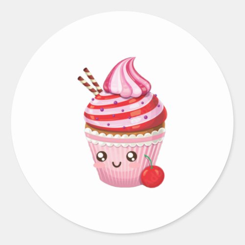 Kawaii Peppermint Surprise Cupcakes Baby T_Shirt Classic Round Sticker