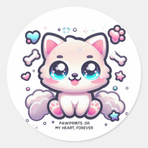 Kawaii Pet Sticker Pawprints on My Heart, Forever