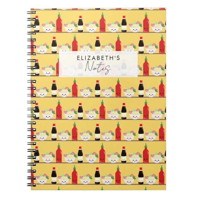 Kawaii Pho Noodles Asian Food Custom Notebook (Front)