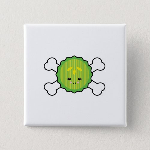 kawaii pickle slice and crossbones design button