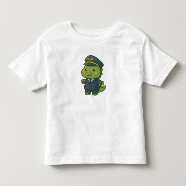Kawaii PilotDinosaur – Cute Dino Jobs Toddler T-shirt (Front)