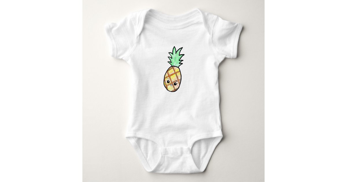 Kawaii Pineapple Drawing Cute Tropical Fruit Baby Bodysuit Zazzle Com