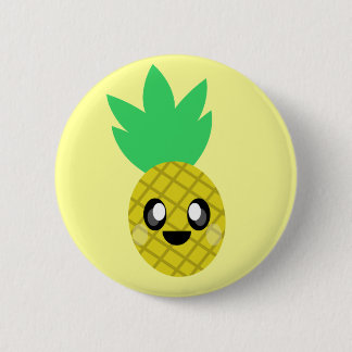 kawaii pineapple fruit face so happy cute pinback button