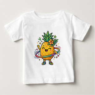 Kawaii Pineapple Hula Hoop Cute Tropical Sticker Baby T-Shirt