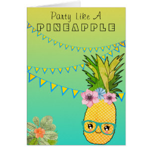Kawaii Pineapple Tropical Beach Party Food Themed Cards