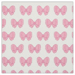 kawaii pink bows on white background fabric