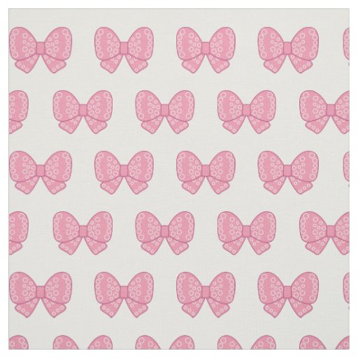 kawaii pink bows on white background fabric