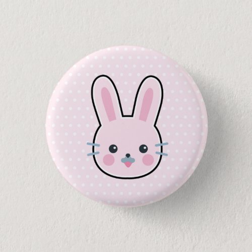 Kawaii Pink Bunny and Polka Dots Cute Button