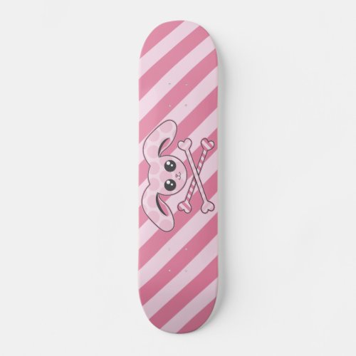Kawaii Pink Bunny Skull Skateboard Deck
