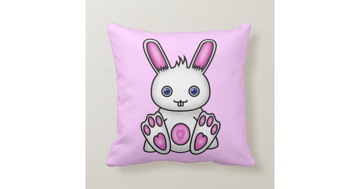 Kawaii Pink Bunny Throw Pillow | Zazzle.com