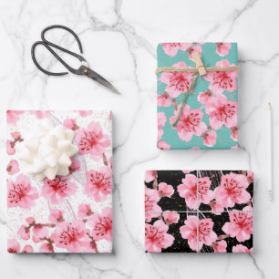 kawaii pink cherry blossoms wrapping paper sheets