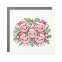 Kawaii Pink Cherry Santa Hat Christmas Car Magnet
