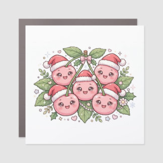 Kawaii Pink Cherry Santa Hat Christmas Car Magnet