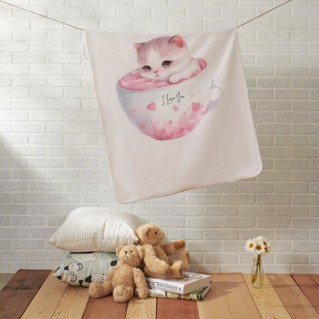Kawaii Pink Chibi Cat With A Cute Crown Baby Blanket (In Situ)