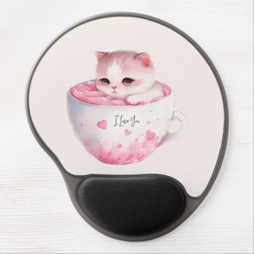 Kawaii Pink Chibi Cat With A Cute Crown Gel Mouse Pad