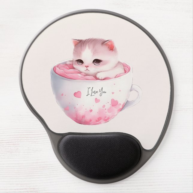 Kawaii Pink Chibi Cat With A Cute Crown Gel Mouse Pad (Front)