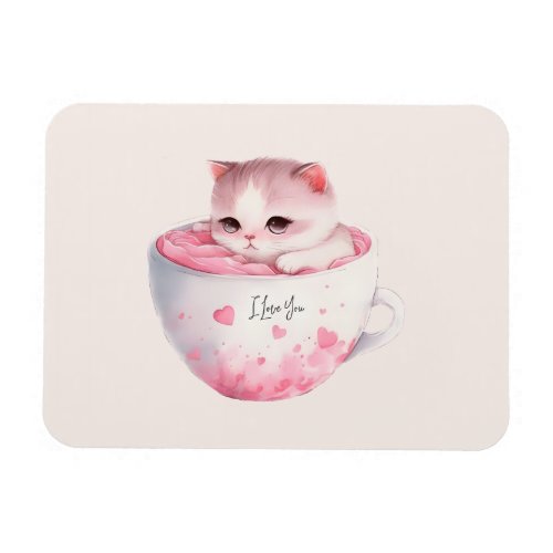 Kawaii Pink Chibi Cat With A Cute Crown Magnet