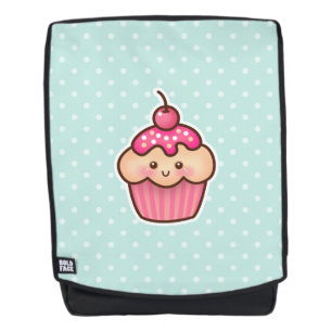 Kawaii Pink Cupcake and Cute Mint Blue Polka Dots Backpack