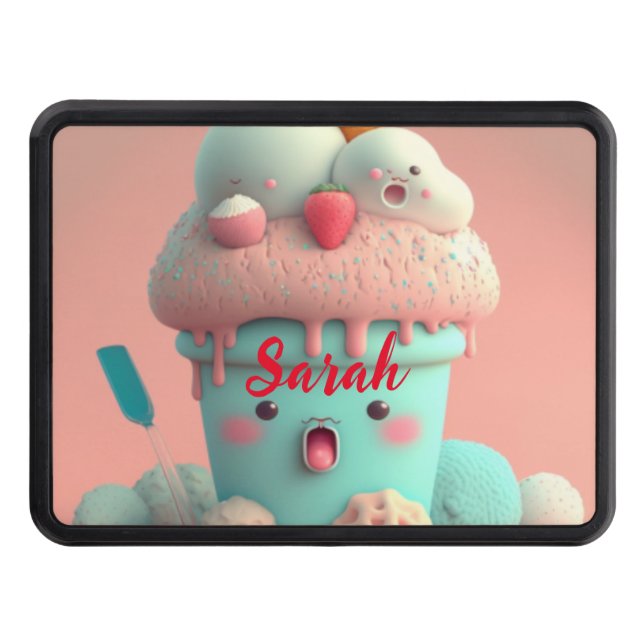 Kawaii pink cute ice cream hitch cover (Front)