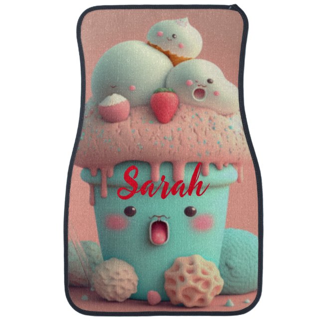 Kawaii pink cute ice cream hitch cover car floor mat (Front)