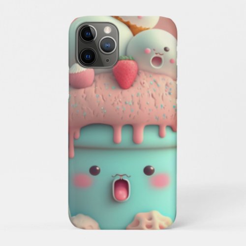 Kawaii pink cute ice cream  notebook iPhone 11 pro case