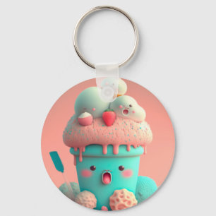 Kawaii pink cute ice cream notebook keychain