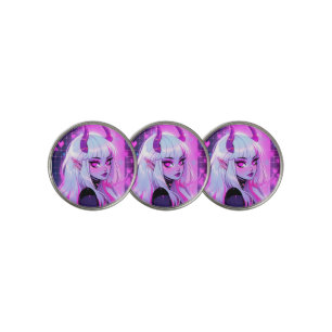 Kawaii Pink Demon Girl Golf Ball Marker