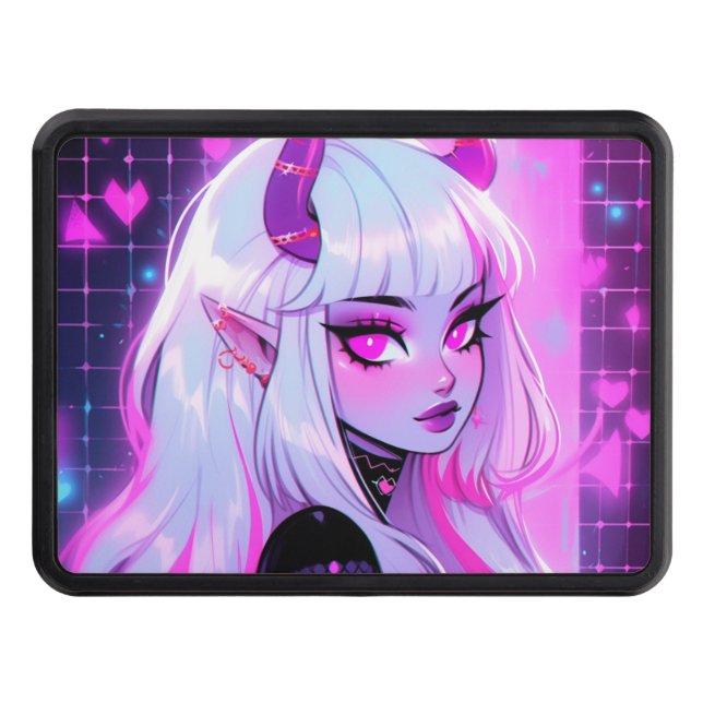 Kawaii Pink Demon Girl Hitch Cover (Front)