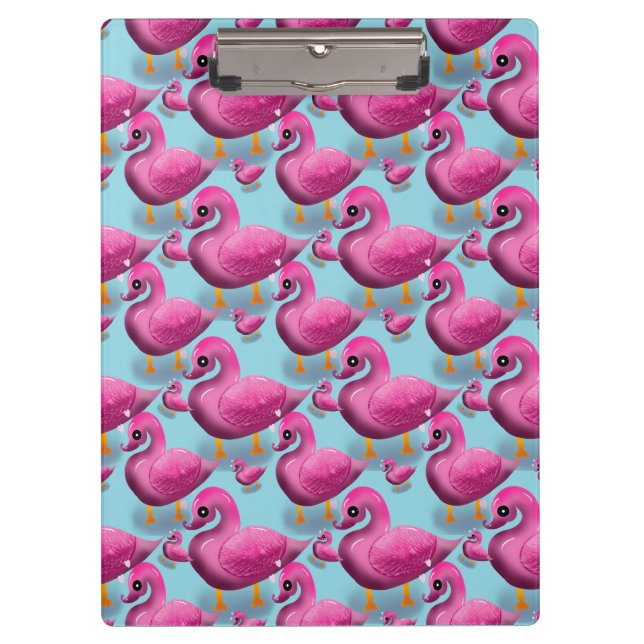 Kawaii Pink Duck Pattern – Adorable Aesthetic Maxi Clipboard (Front)