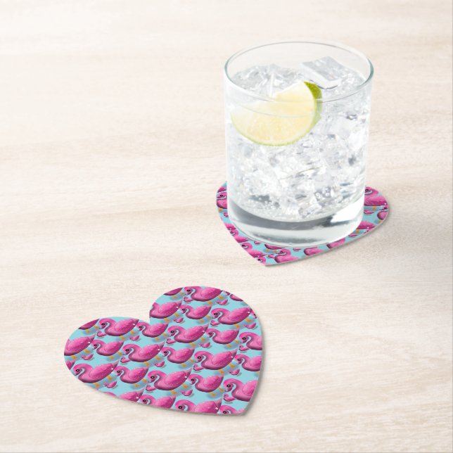 Kawaii Pink Duck Pattern – Adorable Aesthetic Maxi Paper Coaster (Insitu)