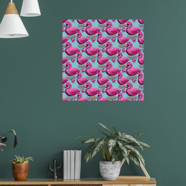 Kawaii Pink Duck Pattern – Adorable Aesthetic Maxi Poster (Living Room 1)