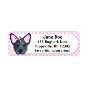 Kawaii Pink Gingham Blue Heeler Label