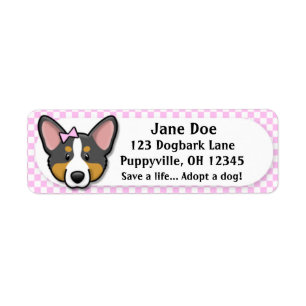 Kawaii Pink Gingham Tri Cardigan Welsh Corgi Label