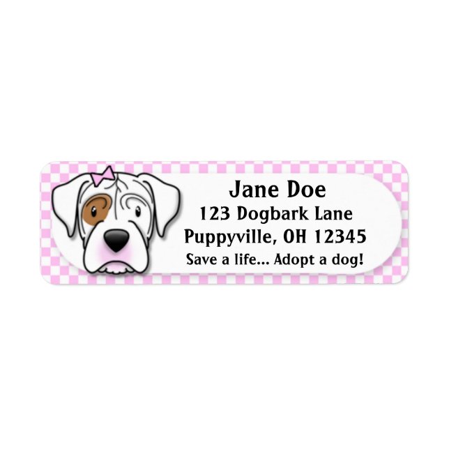 Kawaii Pink Gingham White Boxer Label (Front)