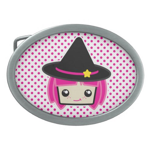 Kawaii Pink Haired Witch Belt Buckle