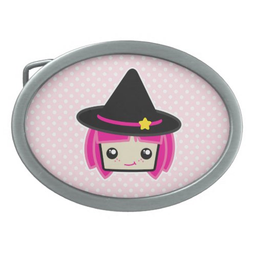 Kawaii Pink Haired Witch Belt Buckle