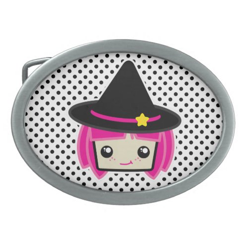 Kawaii Pink Haired Witch Belt Buckle