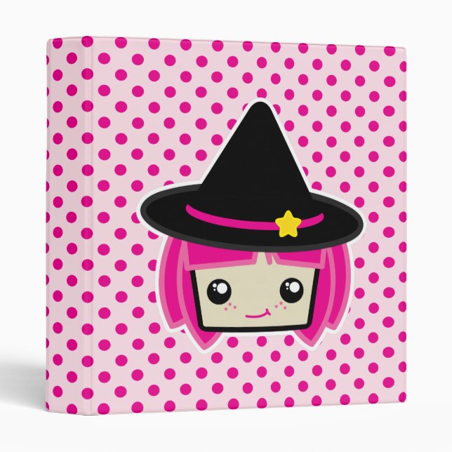 Kawaii Pink Haired Witch Binder (Front/Spine)