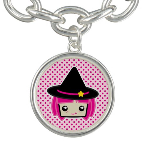 Kawaii Pink Haired Witch Bracelet and Charm